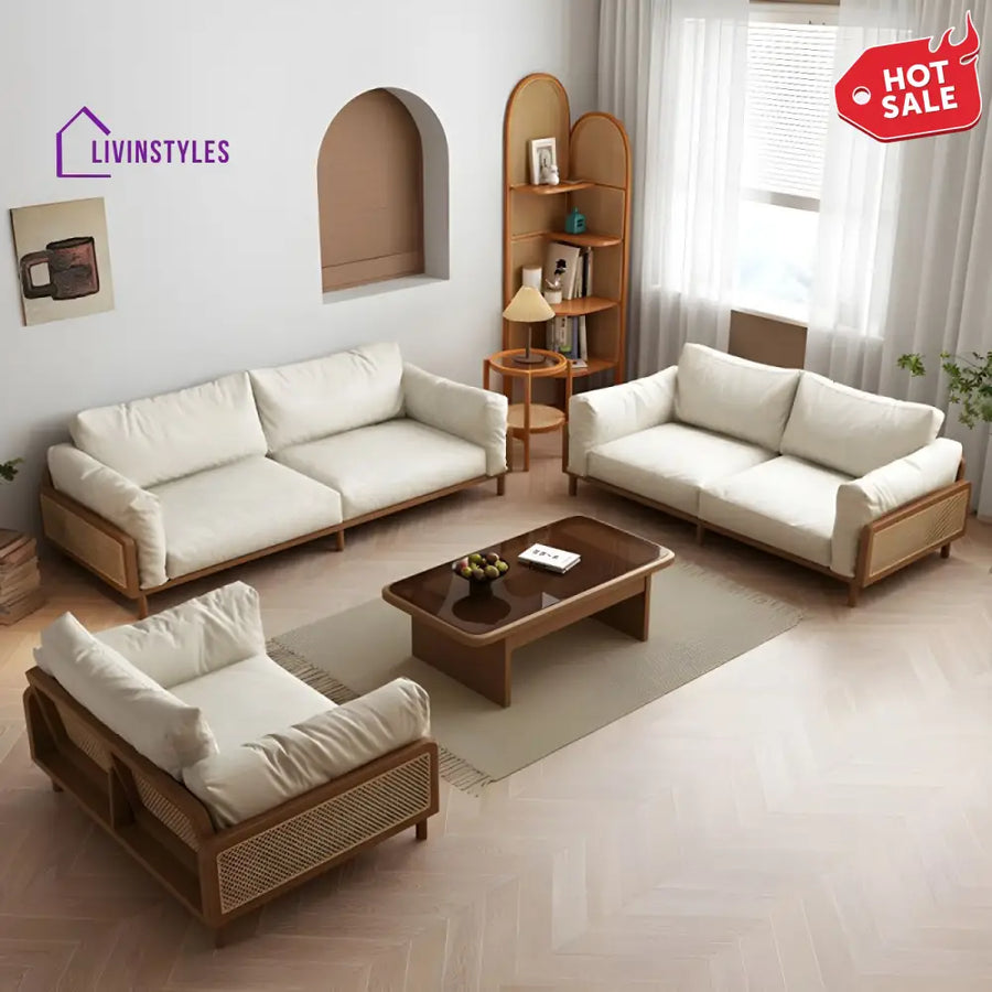 Ziyaara Solid Wood 3 + 2 + 1 Sofa Set for Living Room