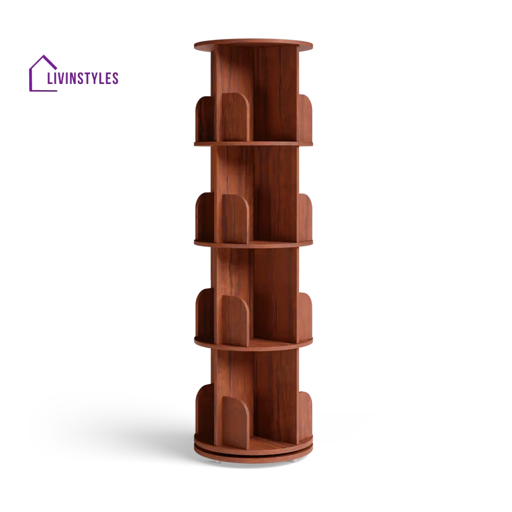 Zlata 360° Rotating Bookshelf - Teak Brown 360 Rotating Bookshelf