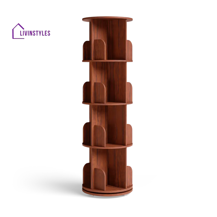Zlata 360° Rotating Bookshelf - Teak Brown 360 Rotating Bookshelf