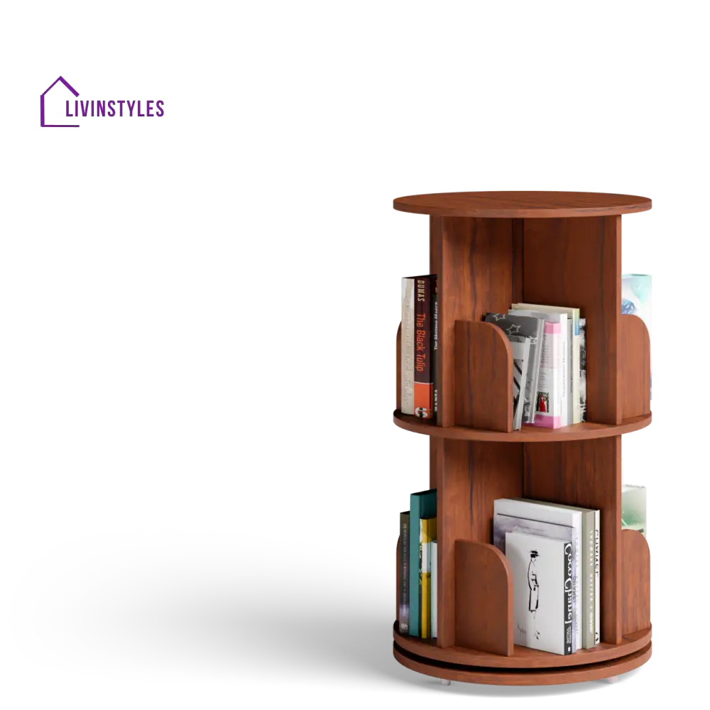 Zlata 360° Rotating Bookshelf - Teak Brown 360 Rotating Bookshelf