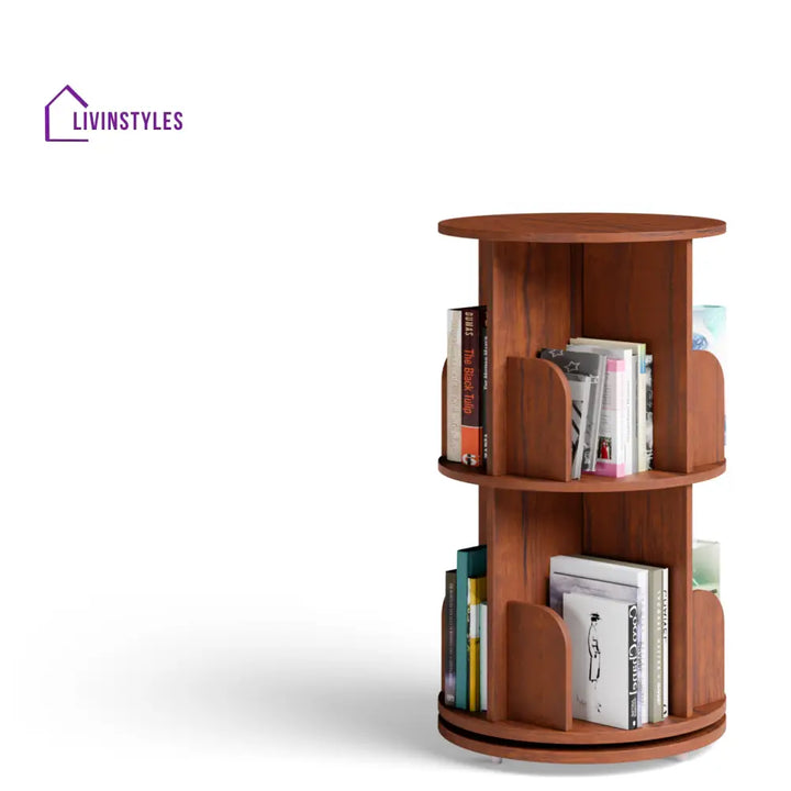 Zlata 360° Rotating Bookshelf - Teak Brown 360 Rotating Bookshelf