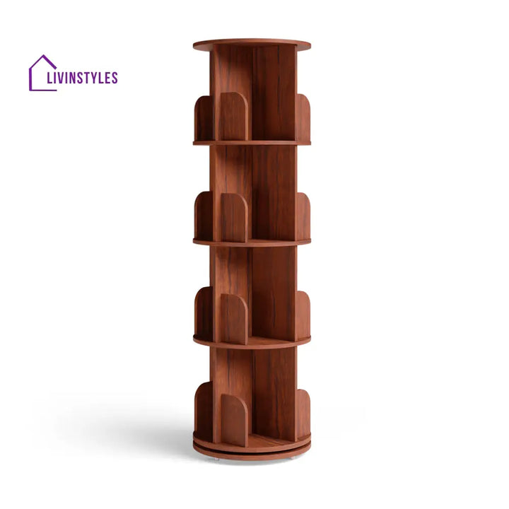 Zlata 360° Rotating Bookshelf - Teak Brown 360 Rotating Bookshelf