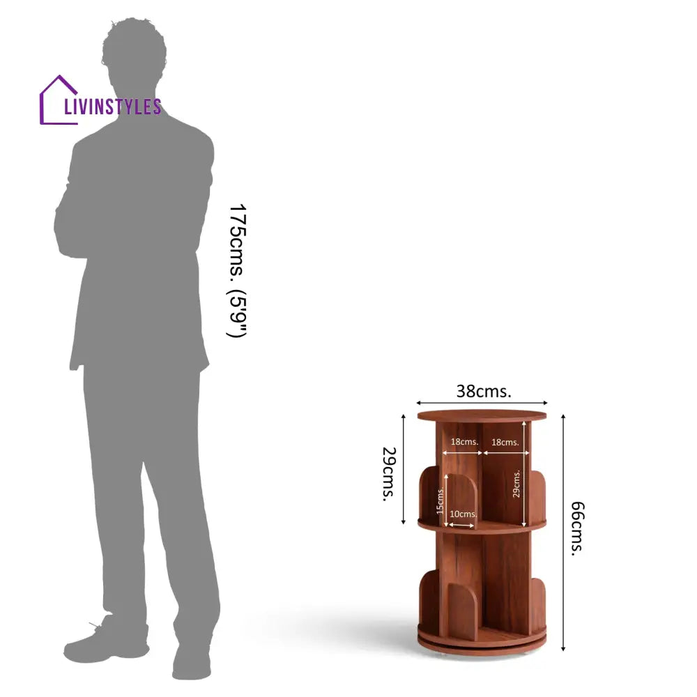 Zlata 360° Rotating Bookshelf - Teak Brown 360 Rotating Bookshelf