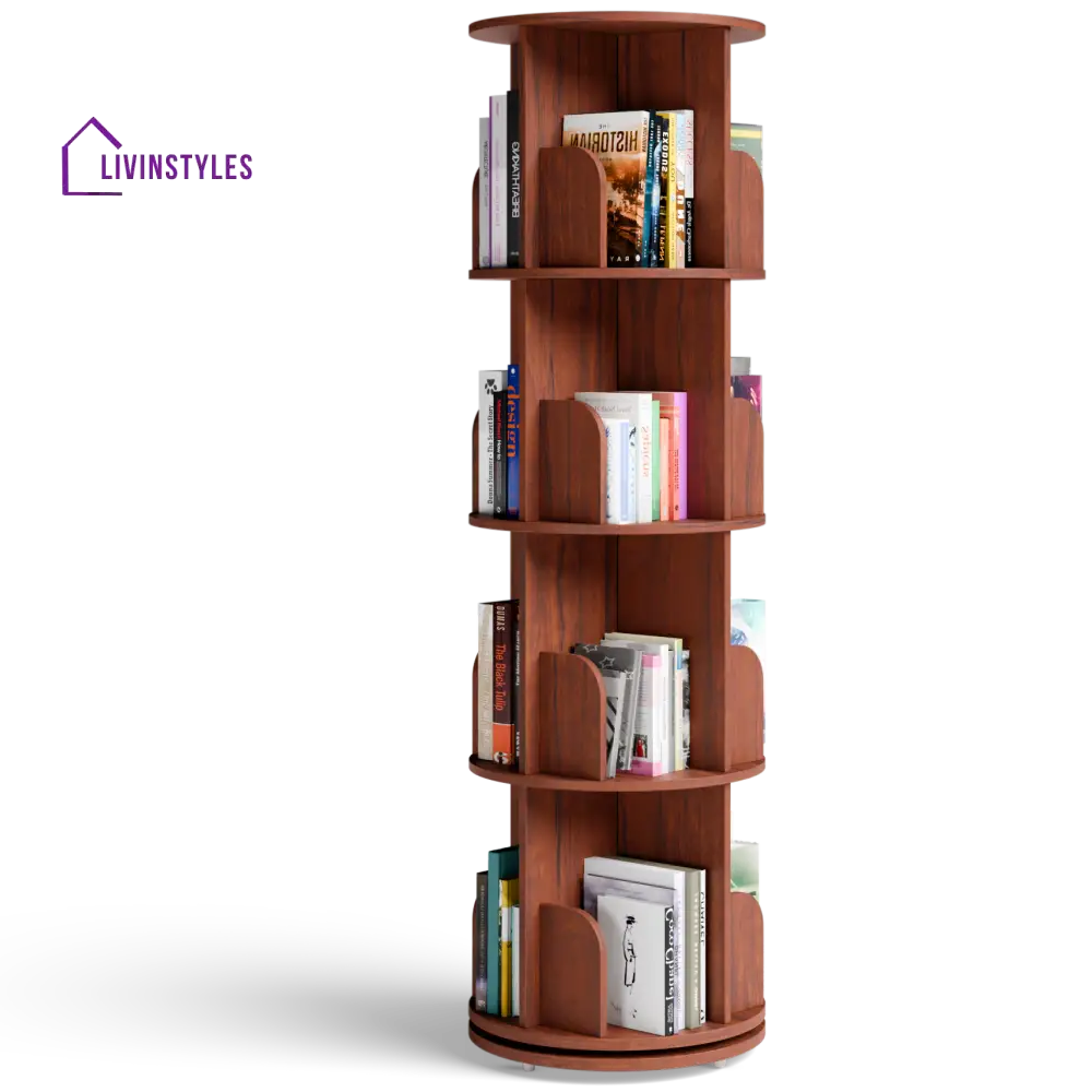 Zlata 360° Rotating Bookshelf - Teak Brown 360 Rotating Bookshelf
