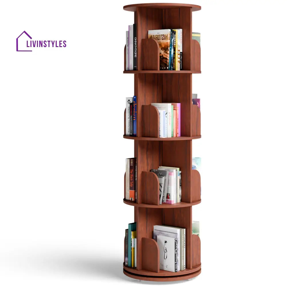 Zlata 360° Rotating Bookshelf - Teak Brown 360 Rotating Bookshelf