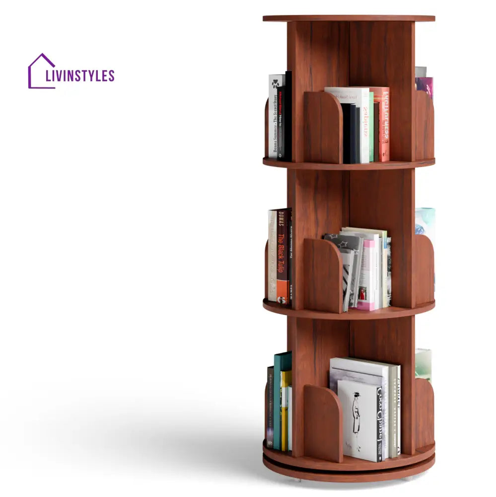 Zlata 360° Rotating Bookshelf - Teak Brown 360 Rotating Bookshelf