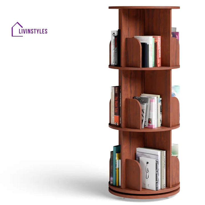 Zlata 360° Rotating Bookshelf - Teak Brown 360 Rotating Bookshelf