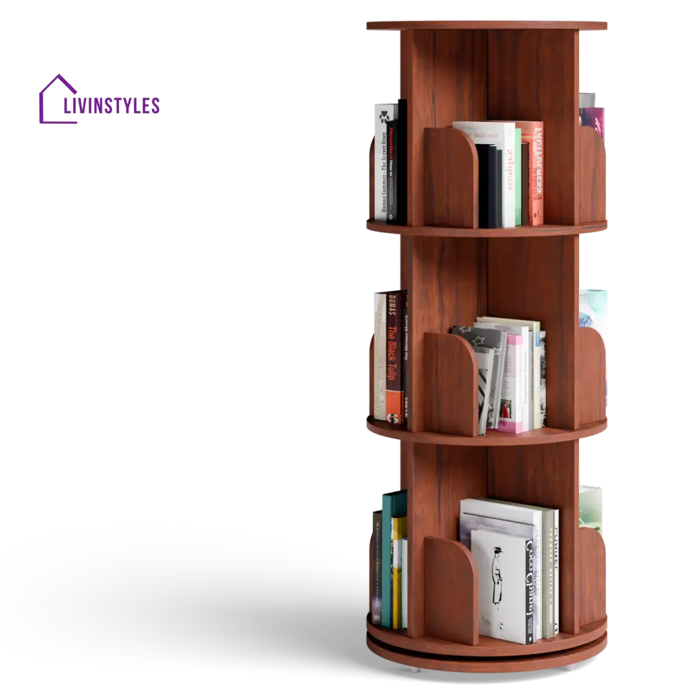 Zlata 360° Rotating Bookshelf - Teak Brown 360 Rotating Bookshelf