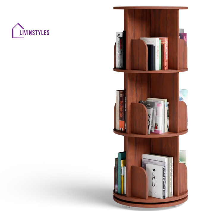 Zlata 360° Rotating Bookshelf - Teak Brown 360 Rotating Bookshelf