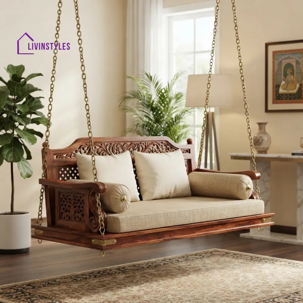 Zoé 2 Seater Wooden Swing for Home | Wooden Jhula for home