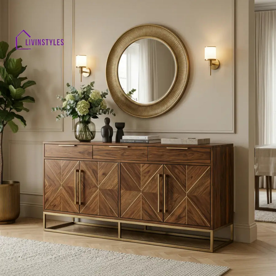 Zoe Sheesham Wood Cabinet and Sideboard (Honey Finish)