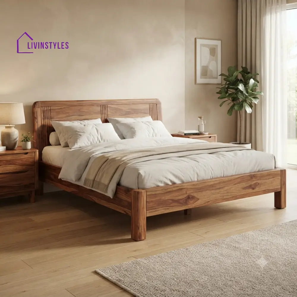 Zoe Solid Sheesham Wood Bed without Storage