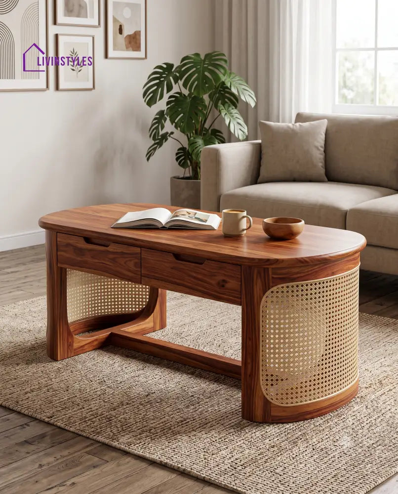 Zoé Wooden Coffee Table for Living Room | Tea Table | Teapoy | Center table