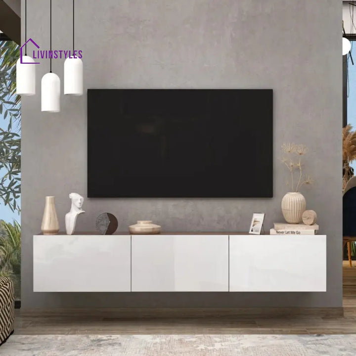 Zoey Wall Mounted Wooden Finish Tv Unit Stand for Living Room