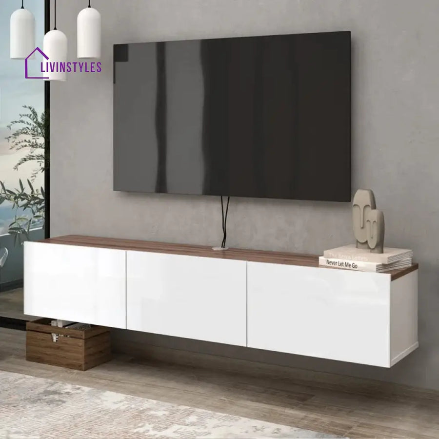 Zoey Wall Mounted Wooden Finish Tv Unit Stand for Living Room