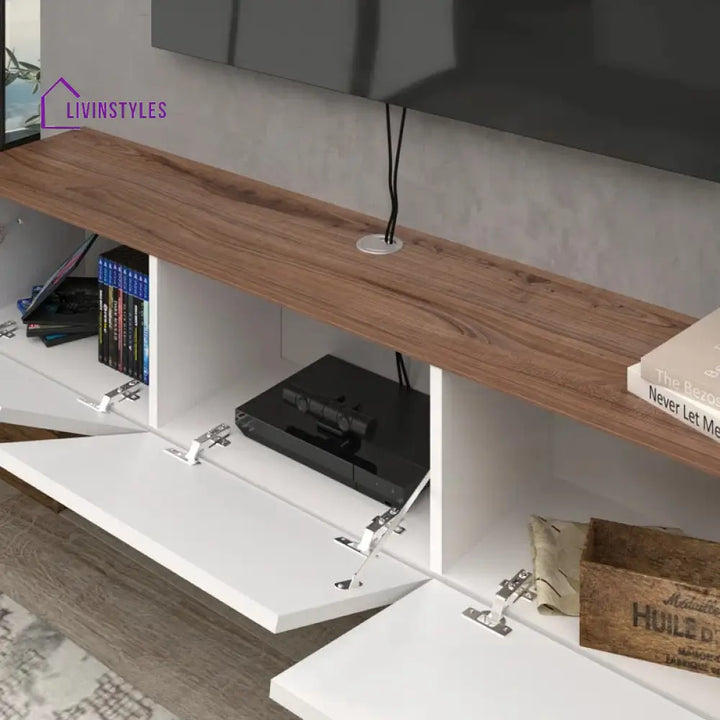 Zoey Wall Mounted Wooden Finish Tv Unit Stand for Living Room