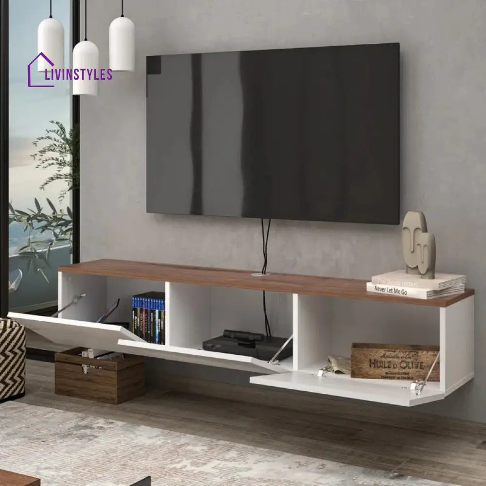 Zoey Wall Mounted Wooden Finish Tv Unit Stand for Living Room