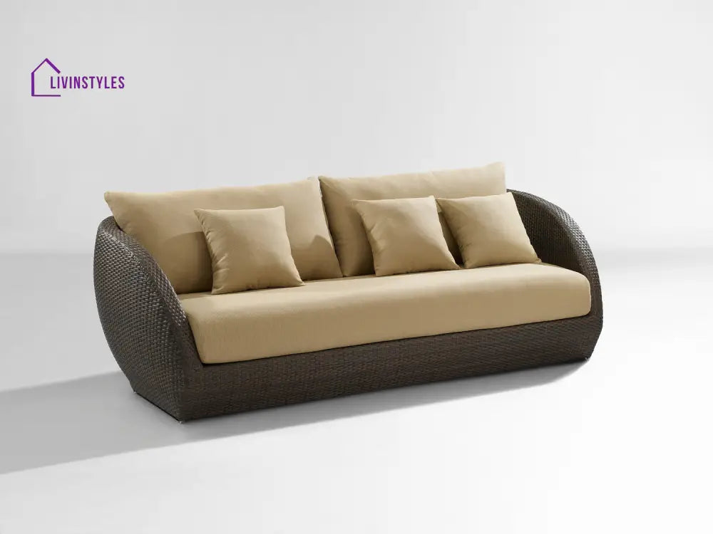 Zomera Outdoor Garden Balcony Sofa Set 2 Seater 2 Single seater and 1 Center Table With Side Table Set (Brown + Tan)
