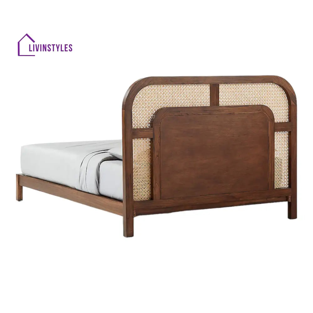 Zorina Sheesham Wood and Cane Weaving Bed without Storage