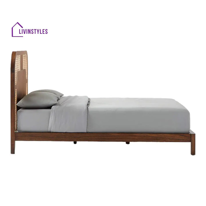 Zorina Sheesham Wood and Cane Weaving Bed without Storage
