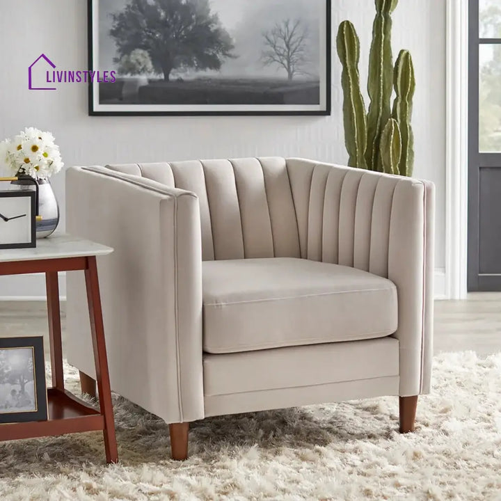 Zoya 3 Seater Sofa in Beige colour for Living Room