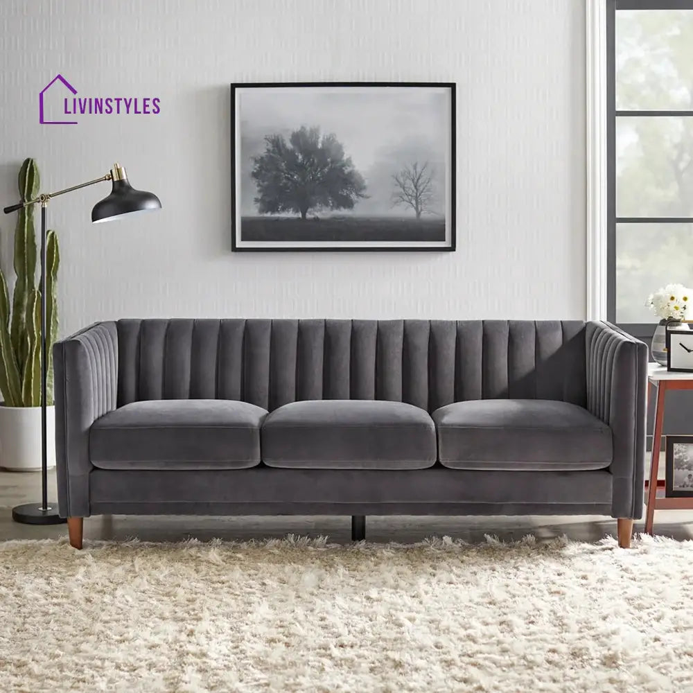 Zoya 3 Seater Sofa in Beige colour for Living Room