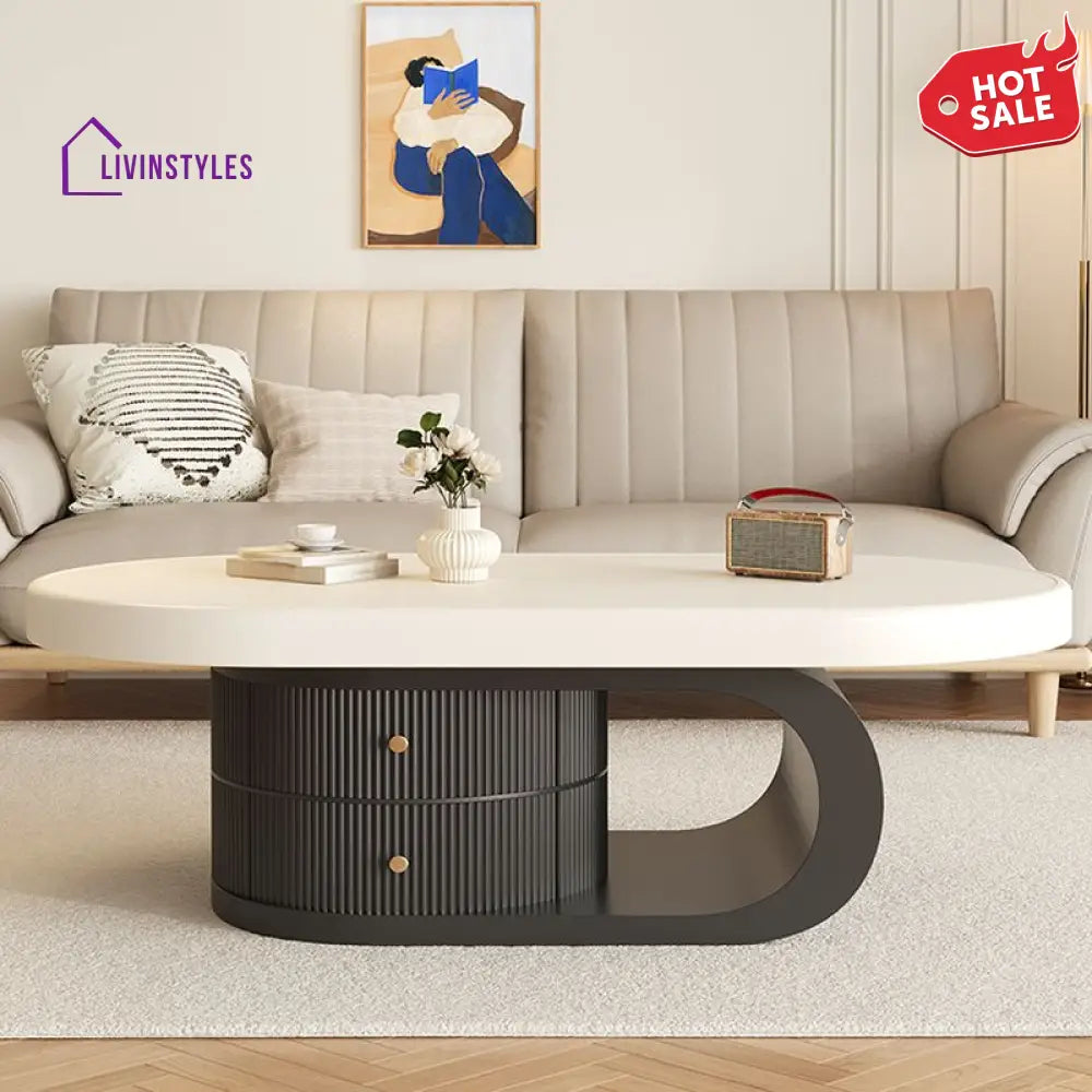 Zoya Coffee Table for Living Room - Black and White Combination for Living Room