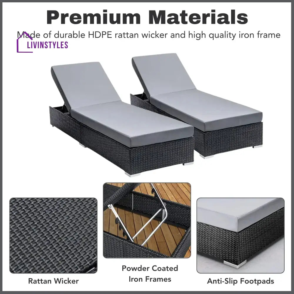 Zoya Outdoor 2-Piece Chaise Lounge Chair with Adjustable Settings and Cushions - Lounger Set