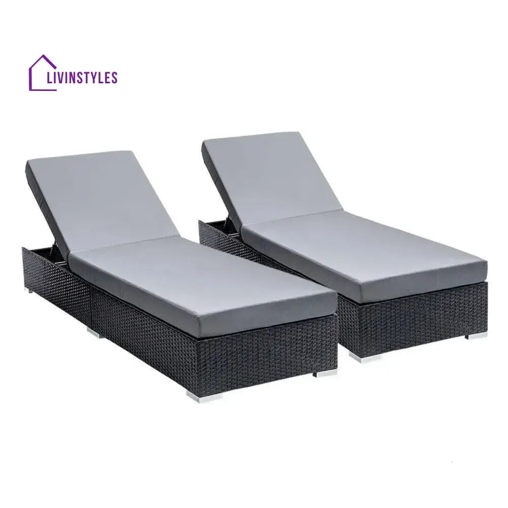 Zoya Outdoor 2-Piece Chaise Lounge Chair with Adjustable Settings and Cushions - Lounger Set