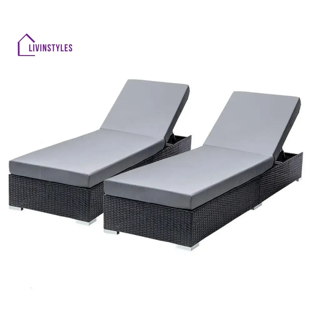 Zoya Outdoor 2-Piece Chaise Lounge Chair with Adjustable Settings and Cushions - Lounger Set