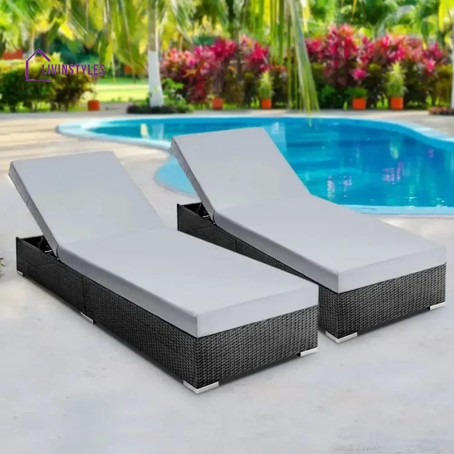 Zoya Outdoor 2-Piece Chaise Lounge Chair with Adjustable Settings and Cushions - Lounger Set