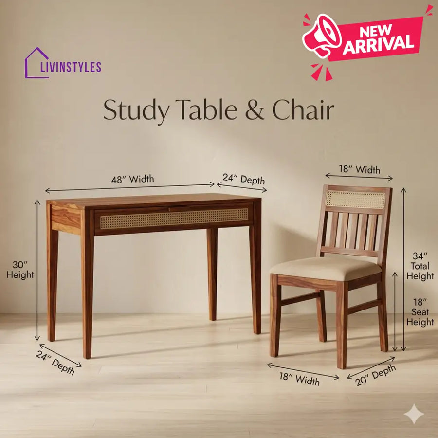Zoya Sheesham Wood Study Table and Chair Set for Students | Kids | Adults
