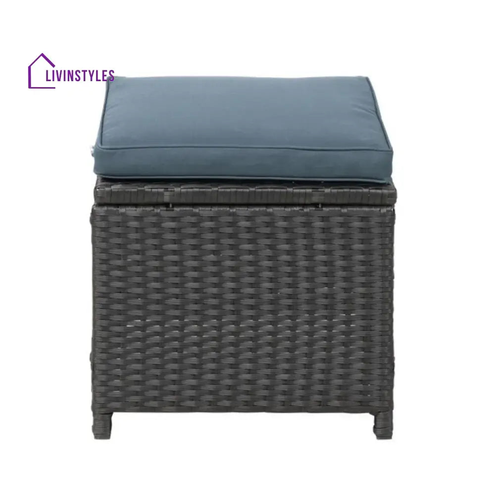 Zuzanna 5-Piece Wicker Patio Conversation Set (Dark Brown/ Cyan Blue) - Sofa Set