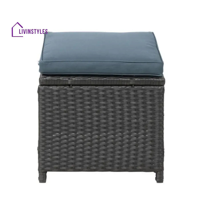 Zuzanna 5-Piece Wicker Patio Conversation Set (Dark Brown/ Cyan Blue) - Sofa Set