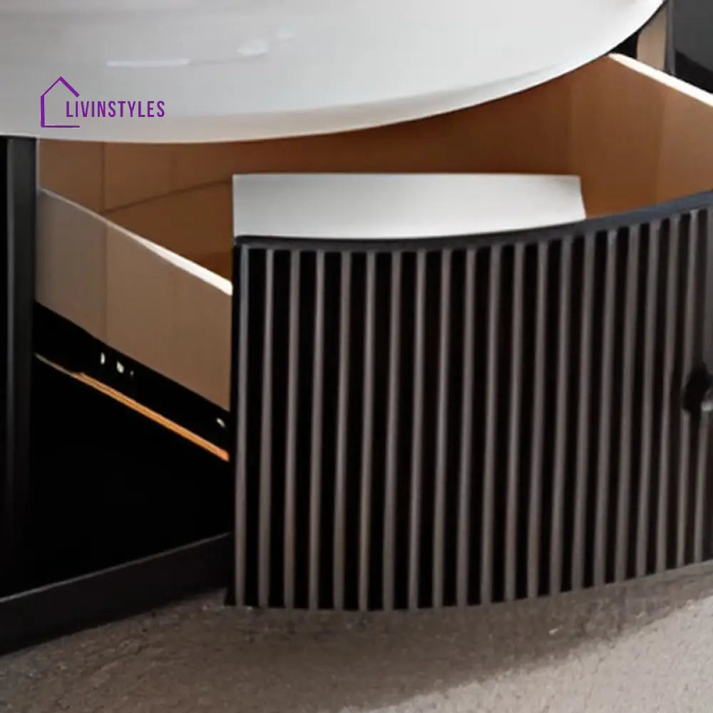 Zyra Coffee Table | Stainless Steel and MDF | Composite Ceramic Marble | Oval Shaped